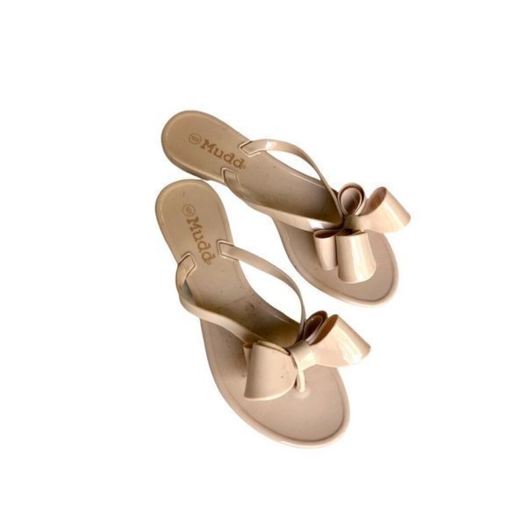 Mudd women's bow jelly flip-flaps slide sandal nude size 6 NEW